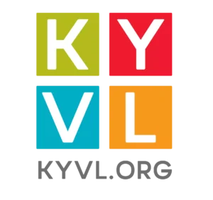 Logo for the Kentucky Virtual Library. Four colorful squares display the white letters “K,” “Y,” “V,” and “L” in green, red, blue, and orange blocks, respectively. Below the squares, the text “KYVL.org” appears in gray capital letters.