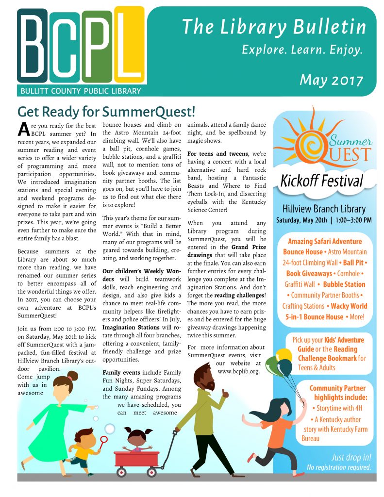 The Library Bulletin May 2017 Bullitt County Public Library