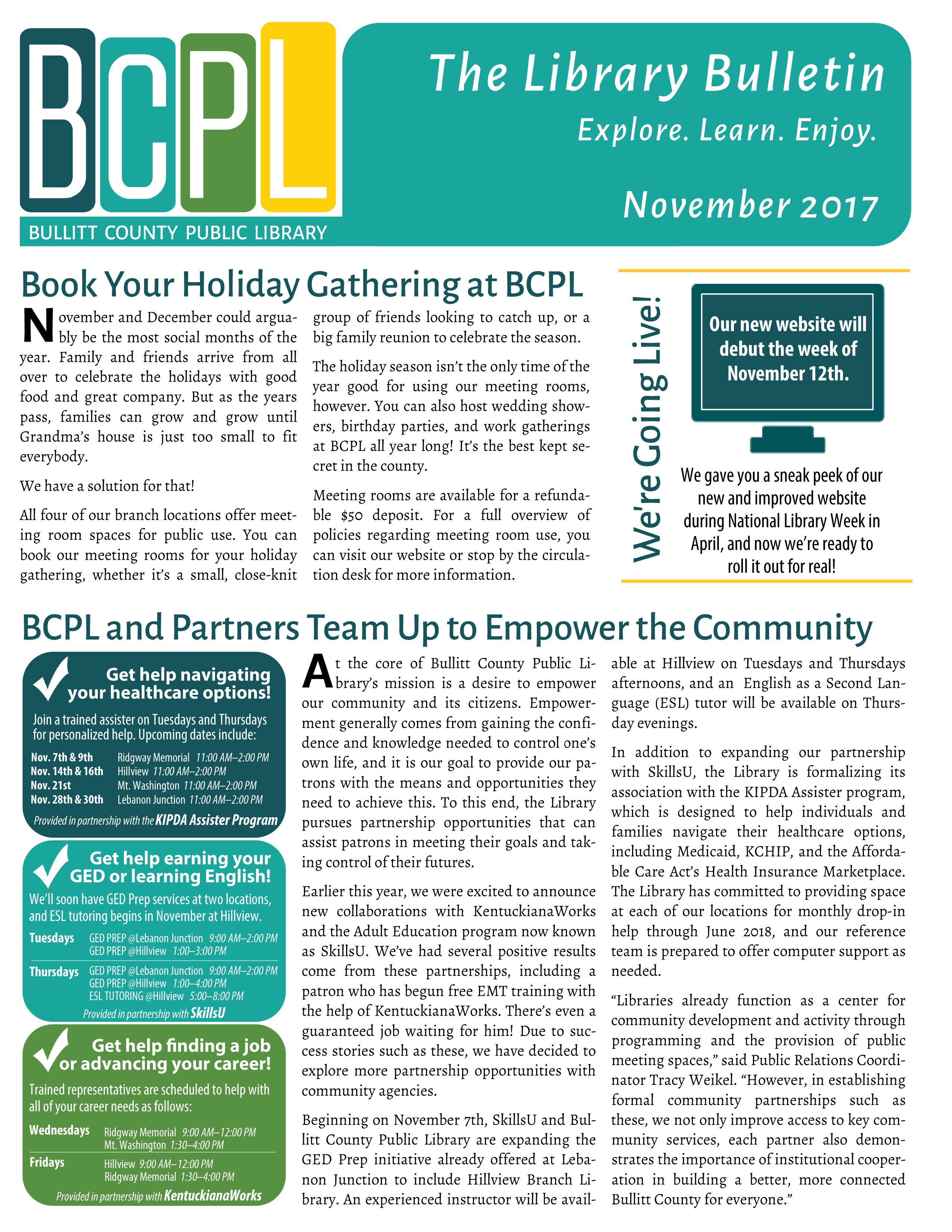 The Library Bulletin November 2017 Bullitt County Public Library